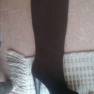 New Calvin Klein black suede knee high boots